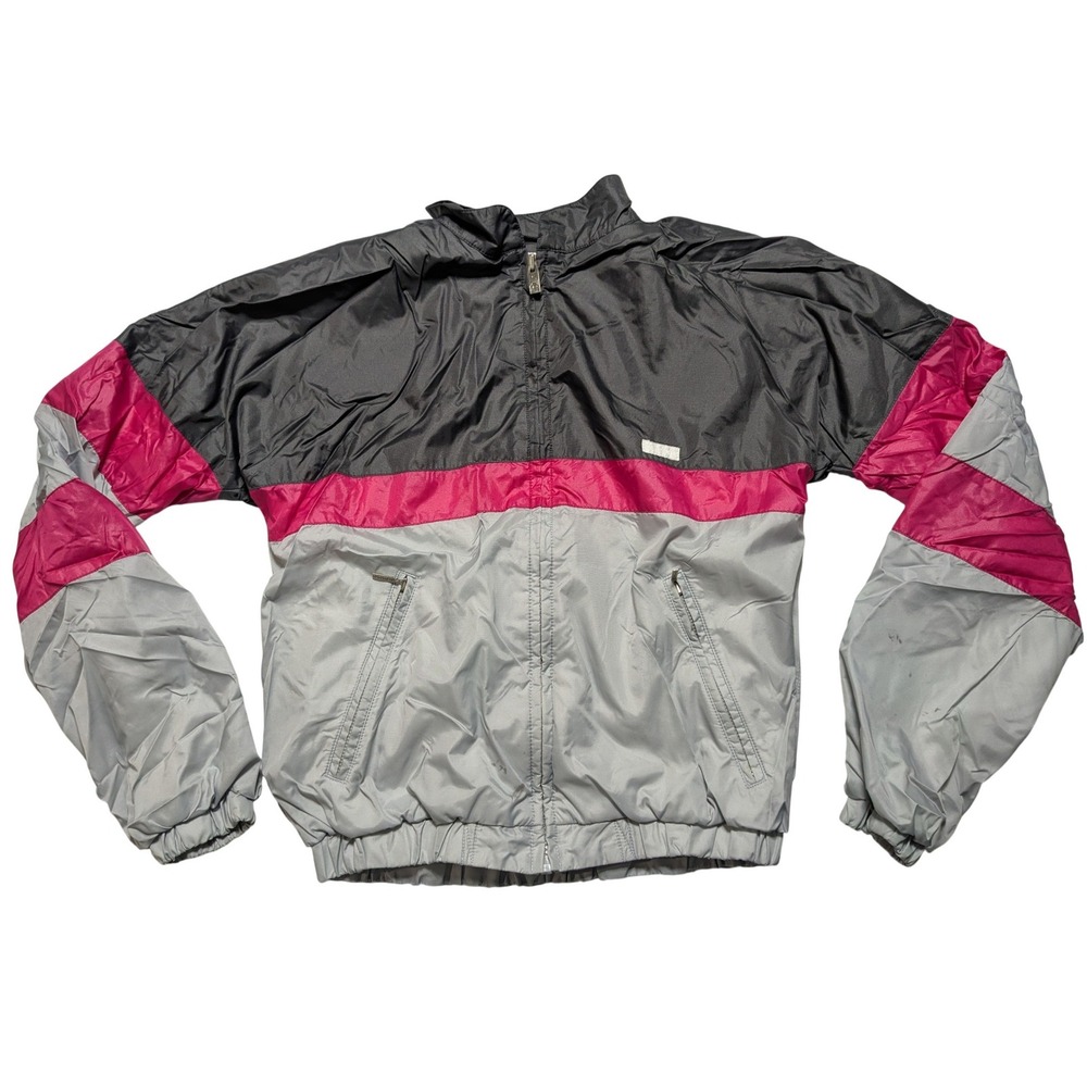 VTG Descente Colorblock Windbreaker Women Medium Black Pink Grey Made in Japan